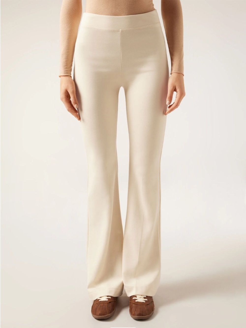 aerie Cream High-Rise Flare Pants